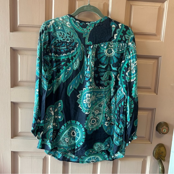 Lucky Brand Teal and Navy Paisley Blouse - Picture 2 of 7